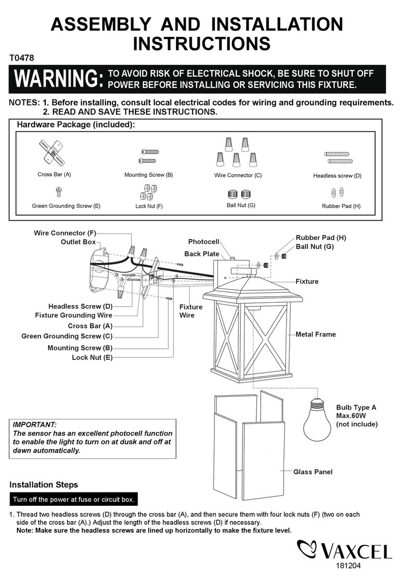 Vaxcel T0478 Assembly and installation instructions Vaxcel T0478 Assembly and installation instructions