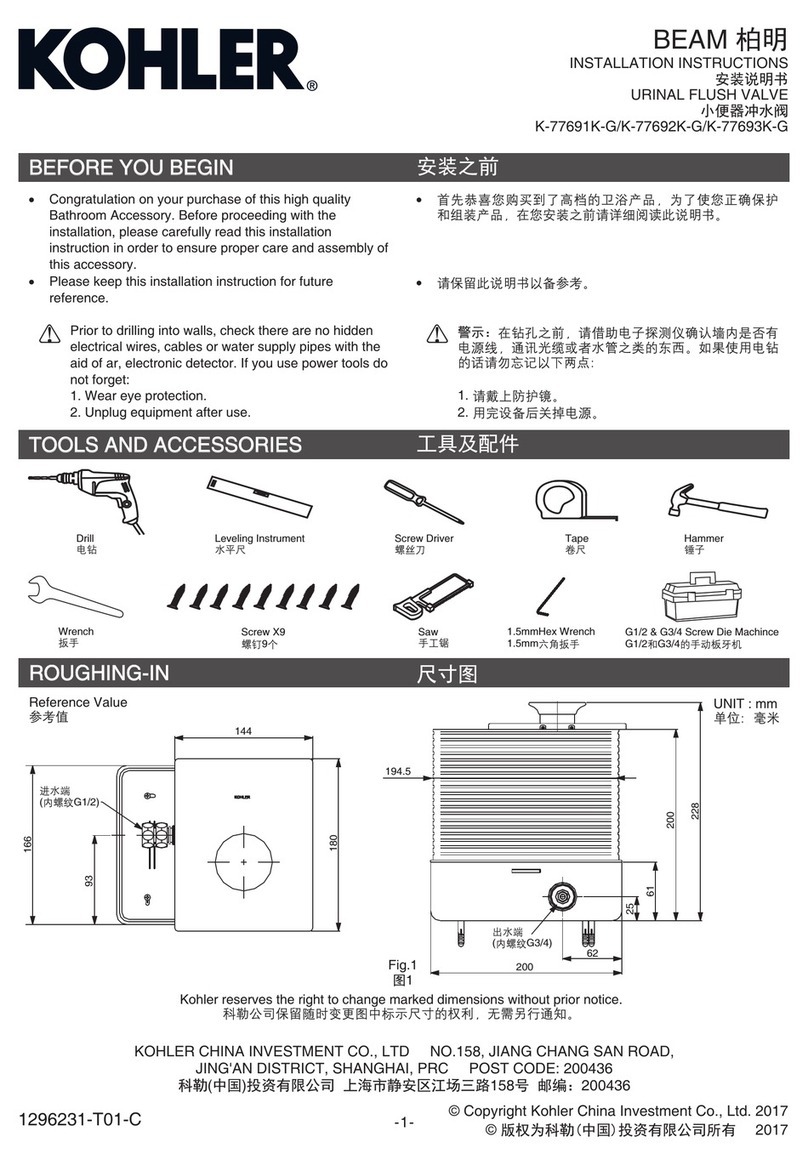 Kohler BEAM K-77691K-G User manual