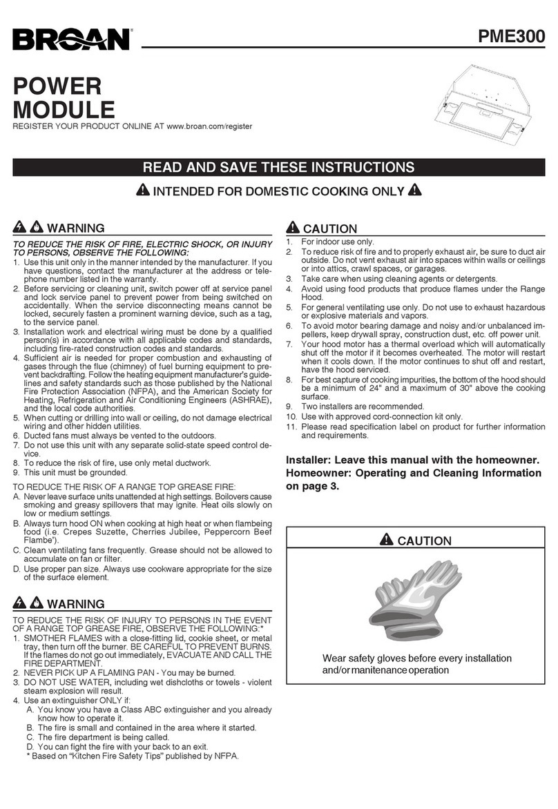 Broan PME300 User manual