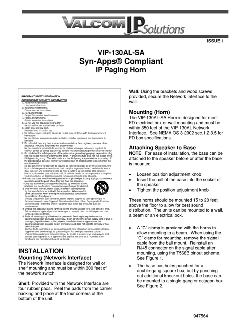 Valcom VIP-130AL-SA User manual
