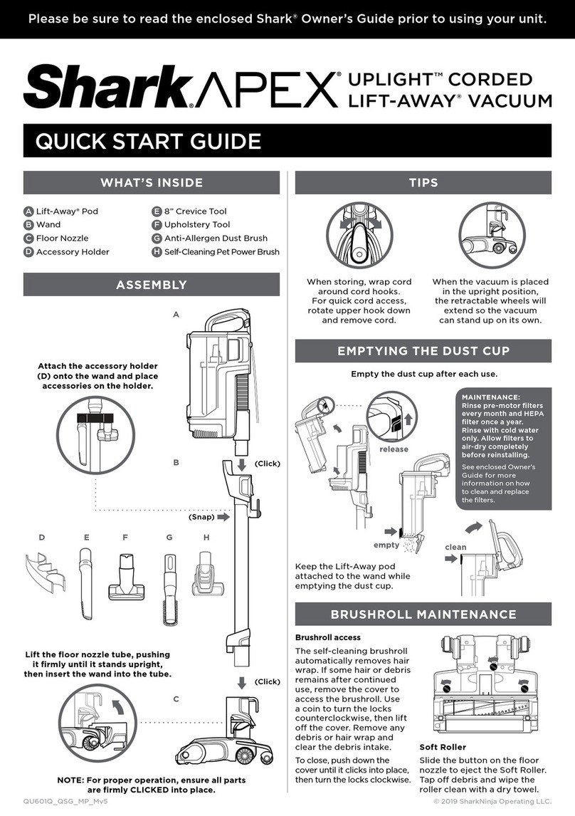 Shark APEX UPLIGHT LIFT-AWAY QU601Q quick start guide