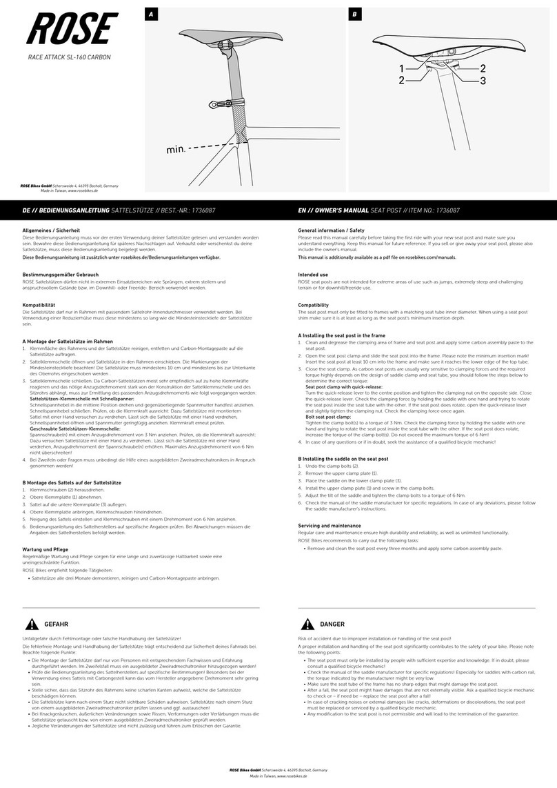 Rose electronics RACE ATTACK SL-160 CARBON owner's manual