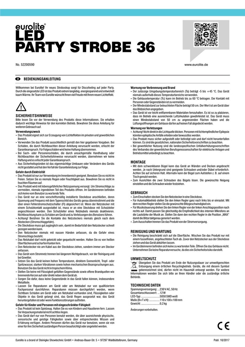 EuroLite LED PARTY STROBE 36 user manual