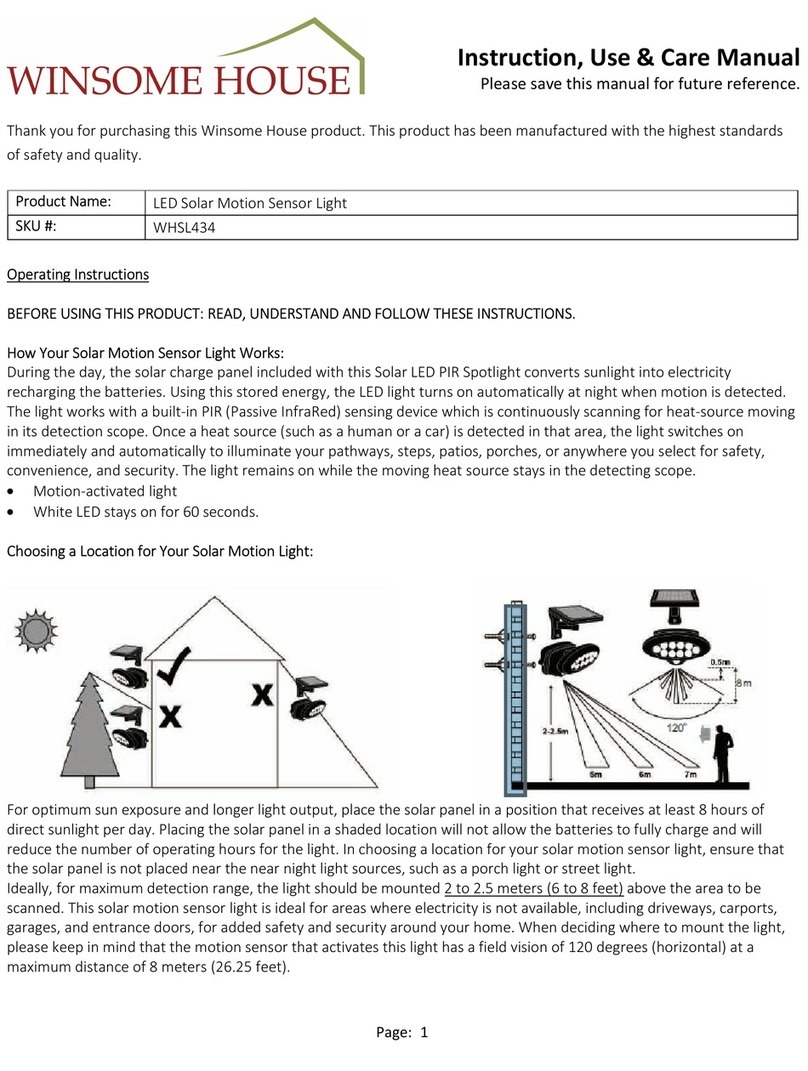 Winsome house WHSL434 Instruction, Use & Care Manual