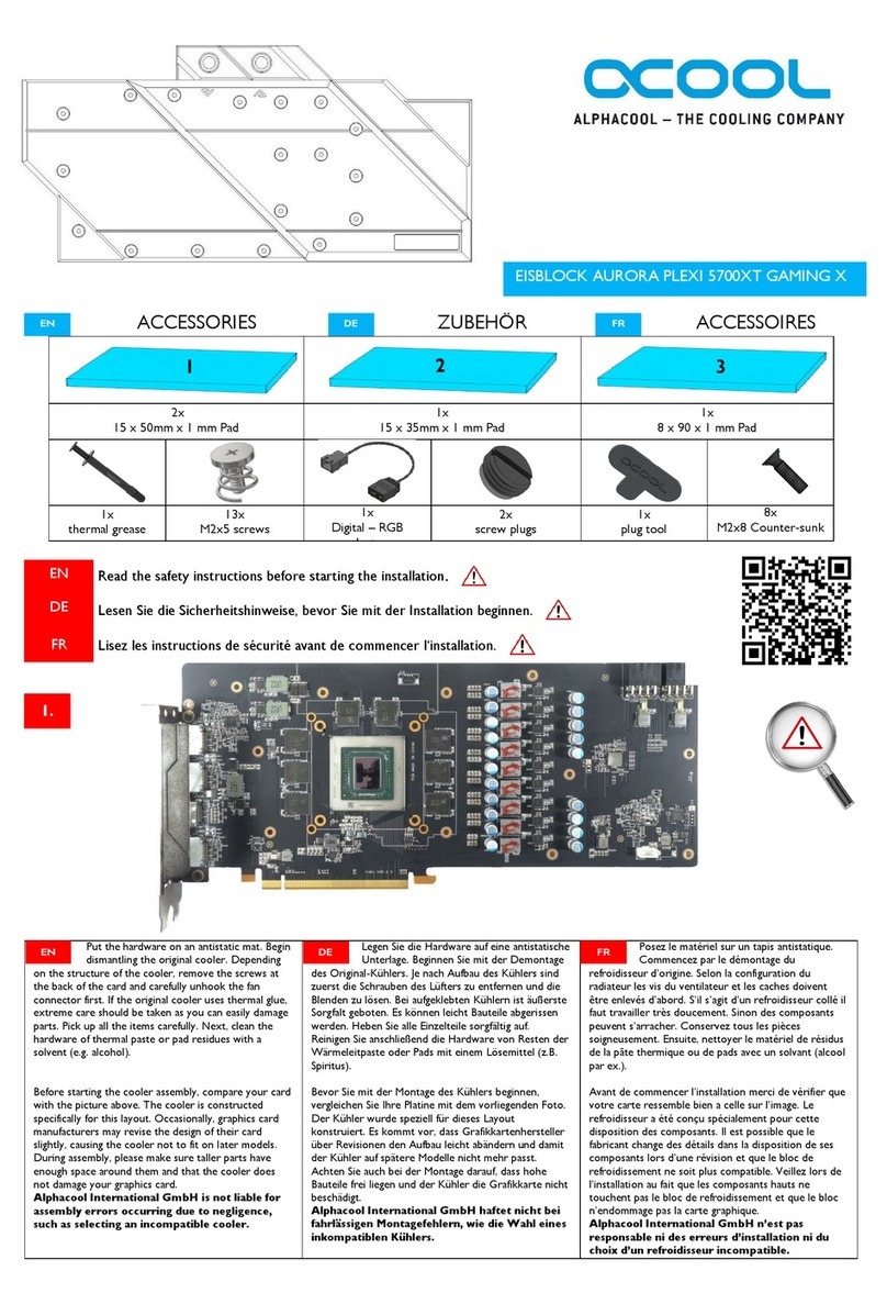 Alphacool EISBLOCK AURORA PLEXI 5700XT GAMING X User manual