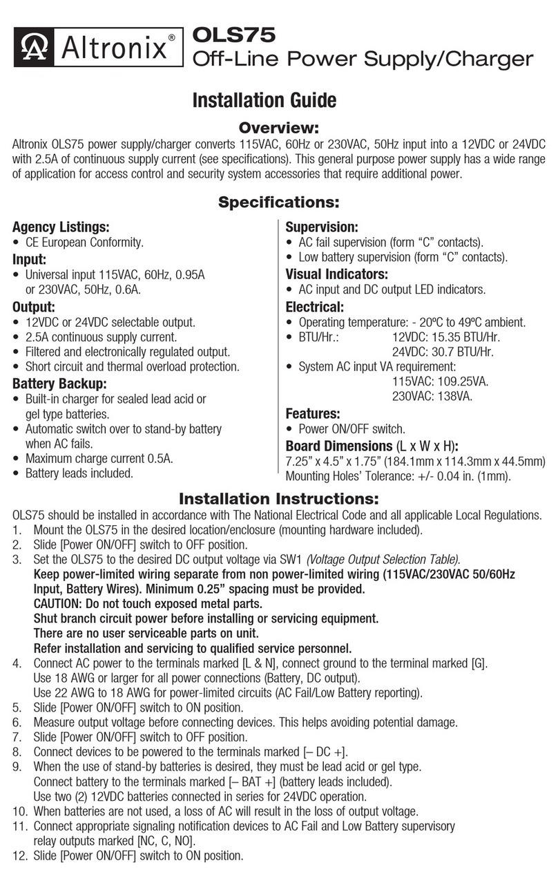 Altronix OLS75 quick start guide