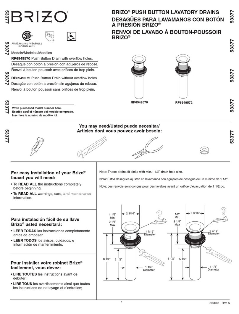 Brizo RP6949570 quick start guide