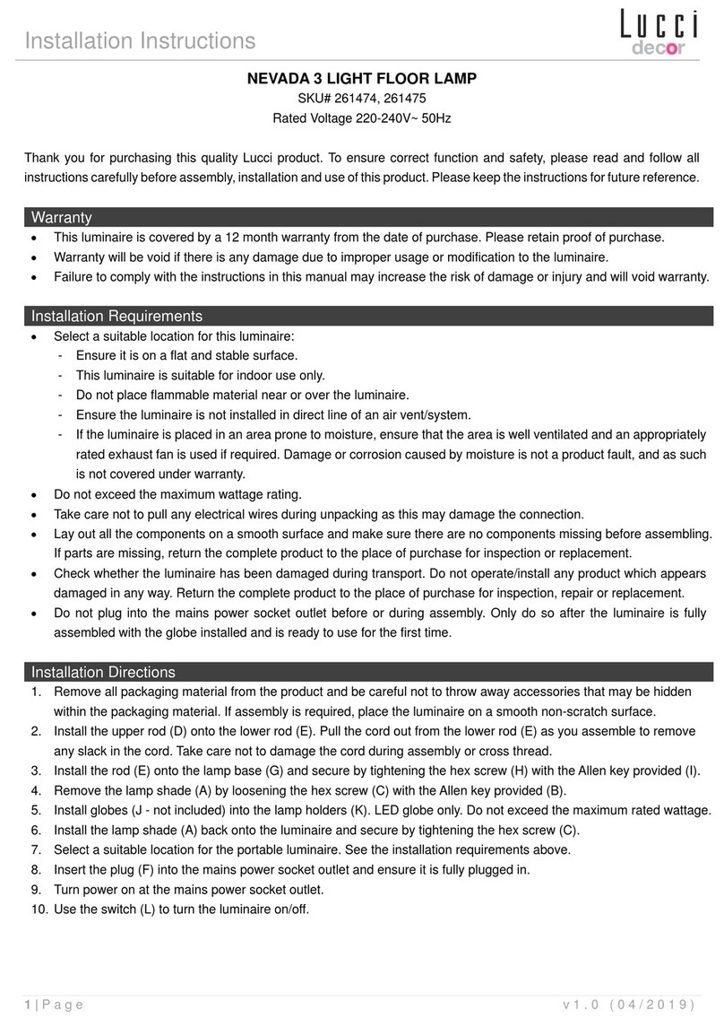 LUCCI NEVADA installation instructions