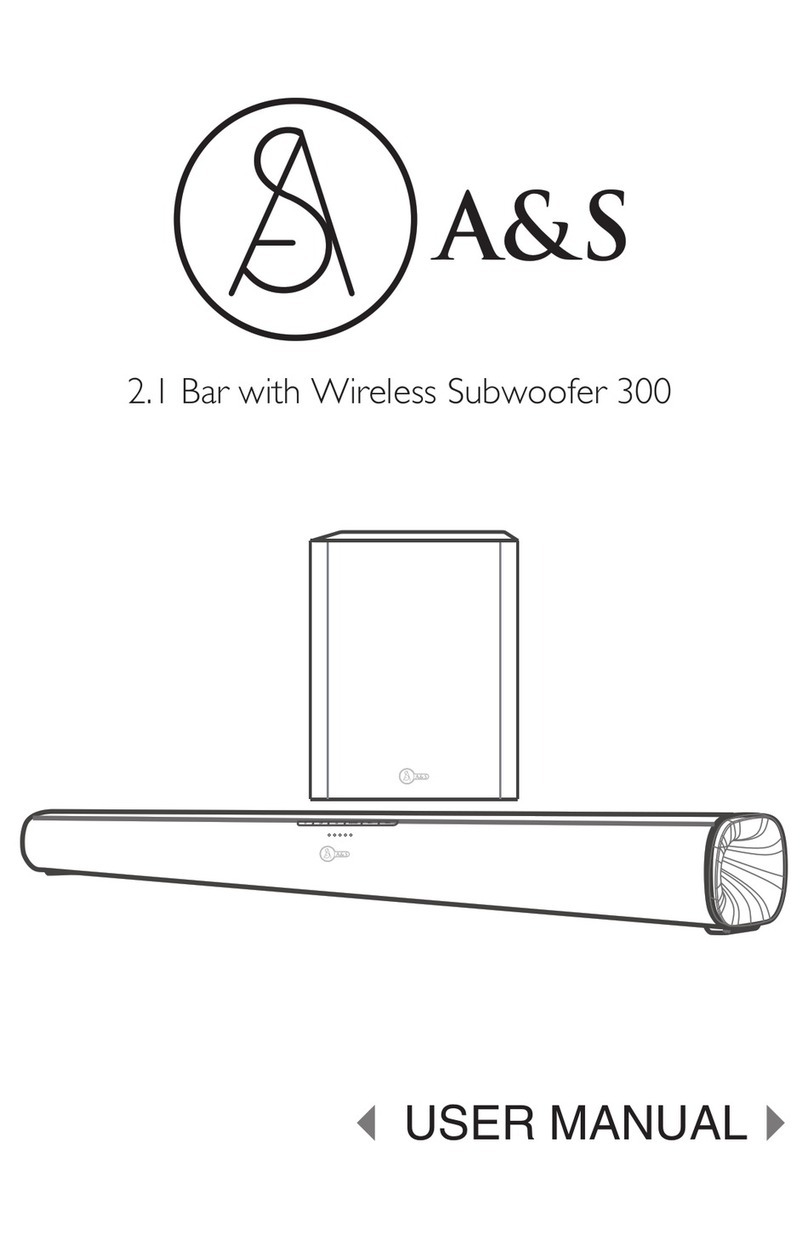 A&S 2.1 Bar with Wireless Subwoofer 300 user manual