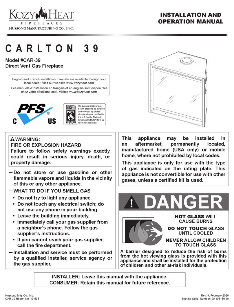 kozy heat CAR-39 Installation and operation manual kozy heat CAR-39 Installation and operation manual