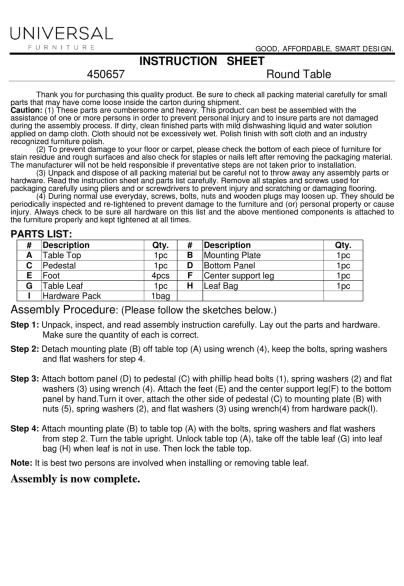 Universal Furniture 450657 instruction sheet Universal Furniture 450657 instruction sheet