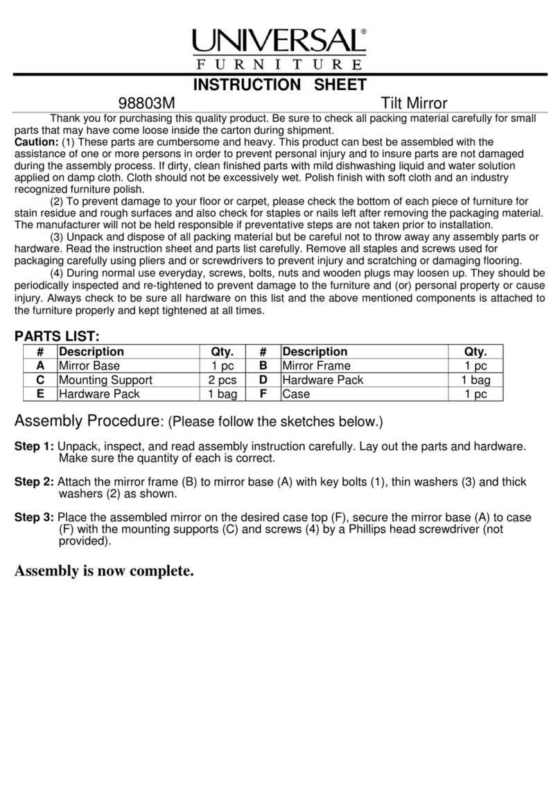 Universal Furniture 98803M instruction sheet