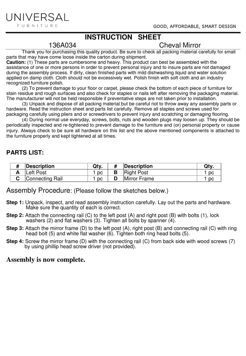 Universal Furniture 136A034 instruction sheet