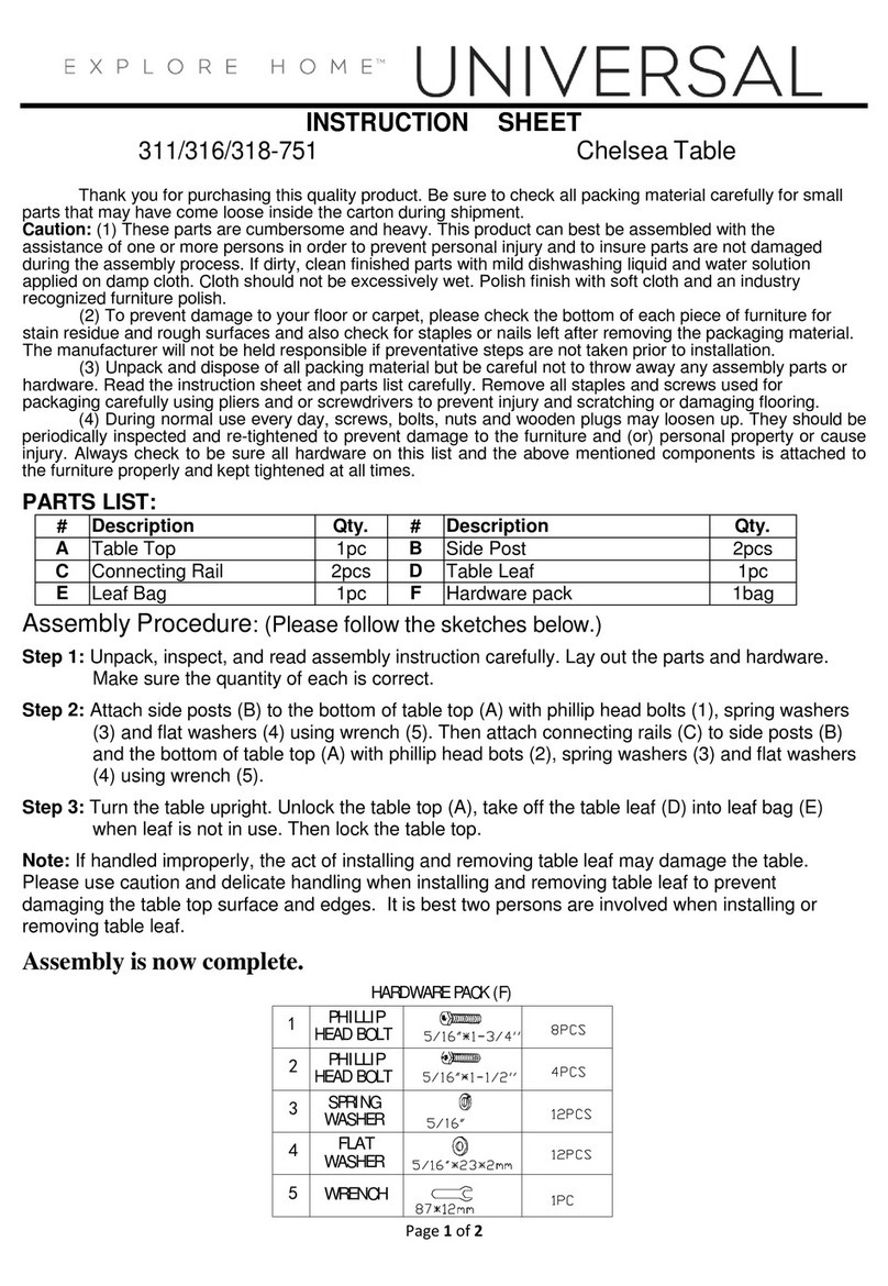 Universal Furniture 311-751 User manual Universal Furniture 311-751 User manual
