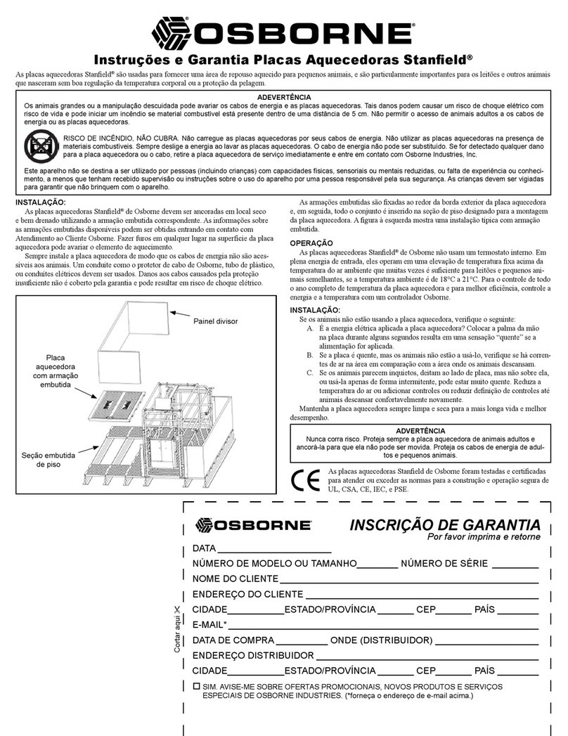 Osborne Stanfield RBHS1B3 Instructions & warranty