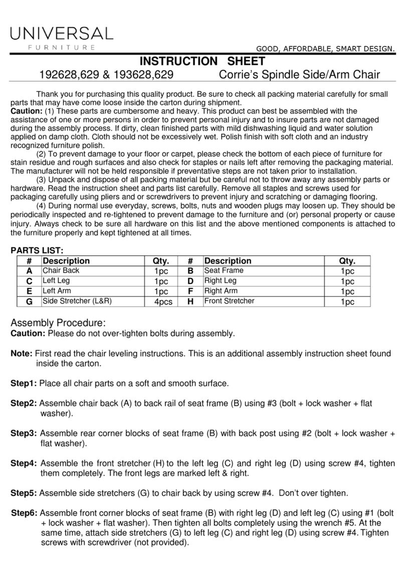 Universal Furniture 192628,629 instruction sheet Universal Furniture 192628,629 instruction sheet