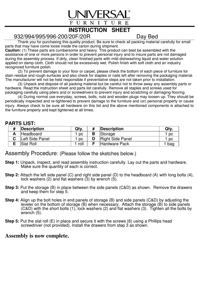 Universal Furniture 932-200 instruction sheet Universal Furniture 932-200 instruction sheet