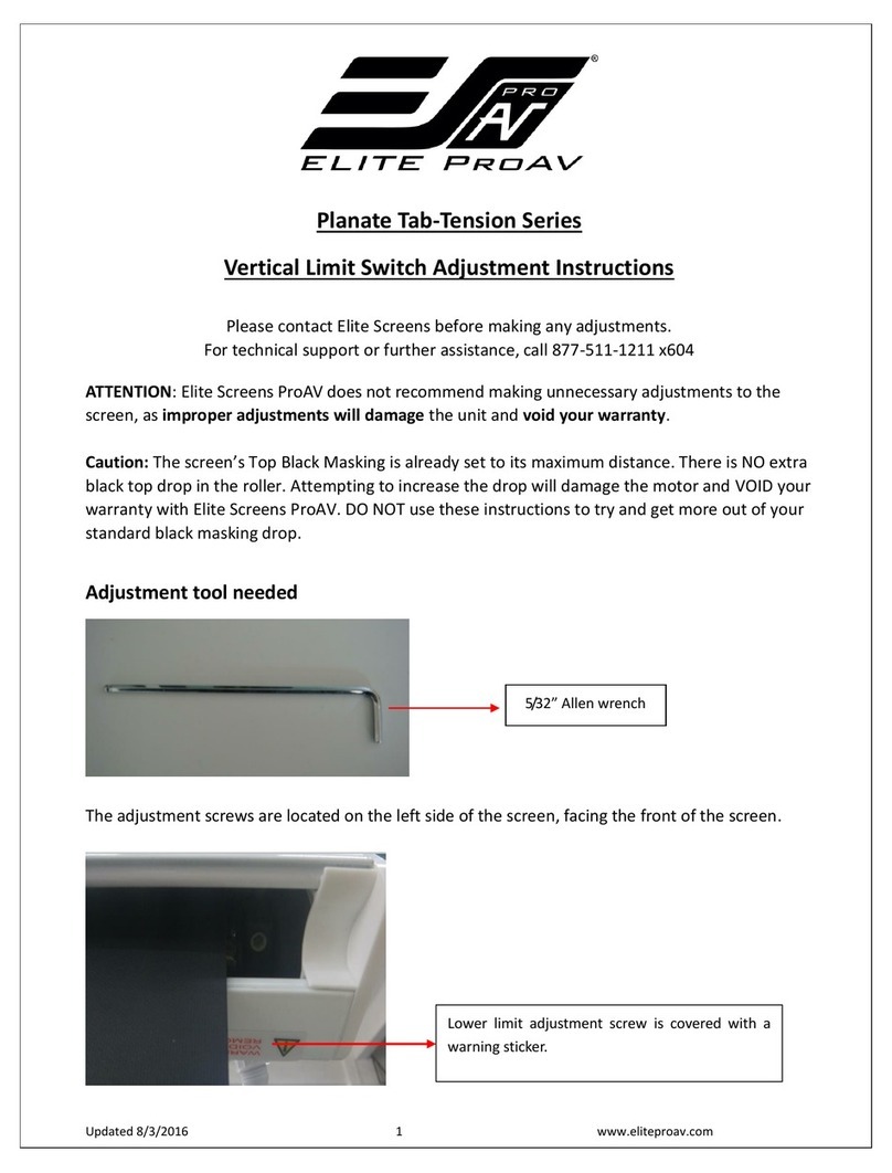Elite Screens Planate Tab-Tension Series Adjustment instructions
