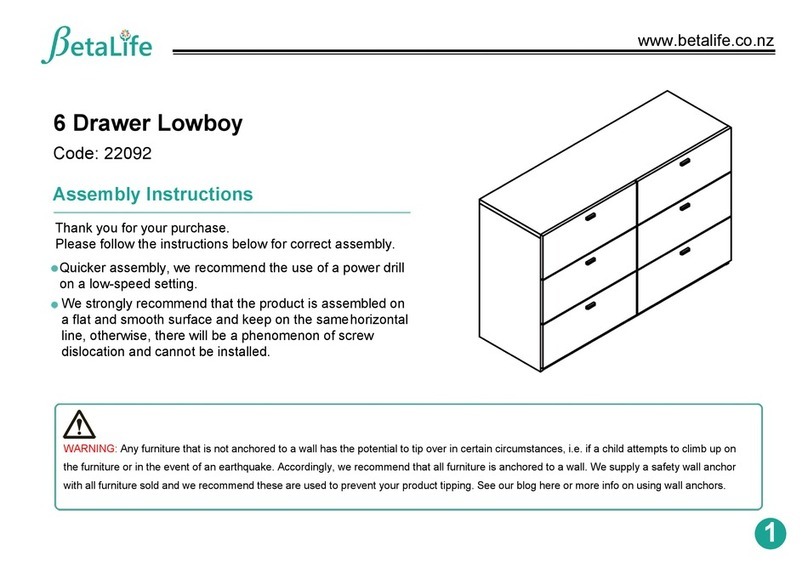 BetaLife 6 Drawer Lowboy 22092 Assembly instructions BetaLife 6 Drawer Lowboy 22092 Assembly instructions