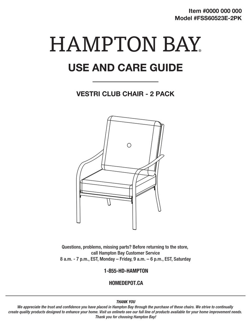 HAMPTON BAY VESTRI CLUB CHAIR FSS60523E-2PK Use and care guide