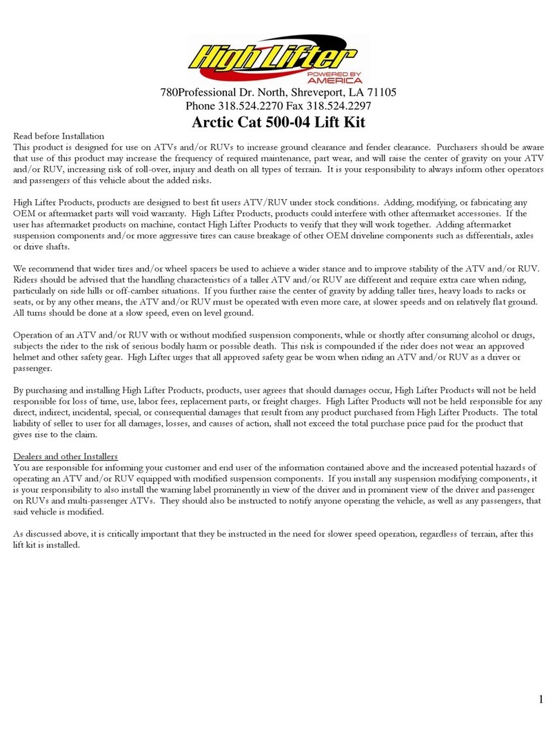 High Lifter Arctic Cat 500-04 User manual
