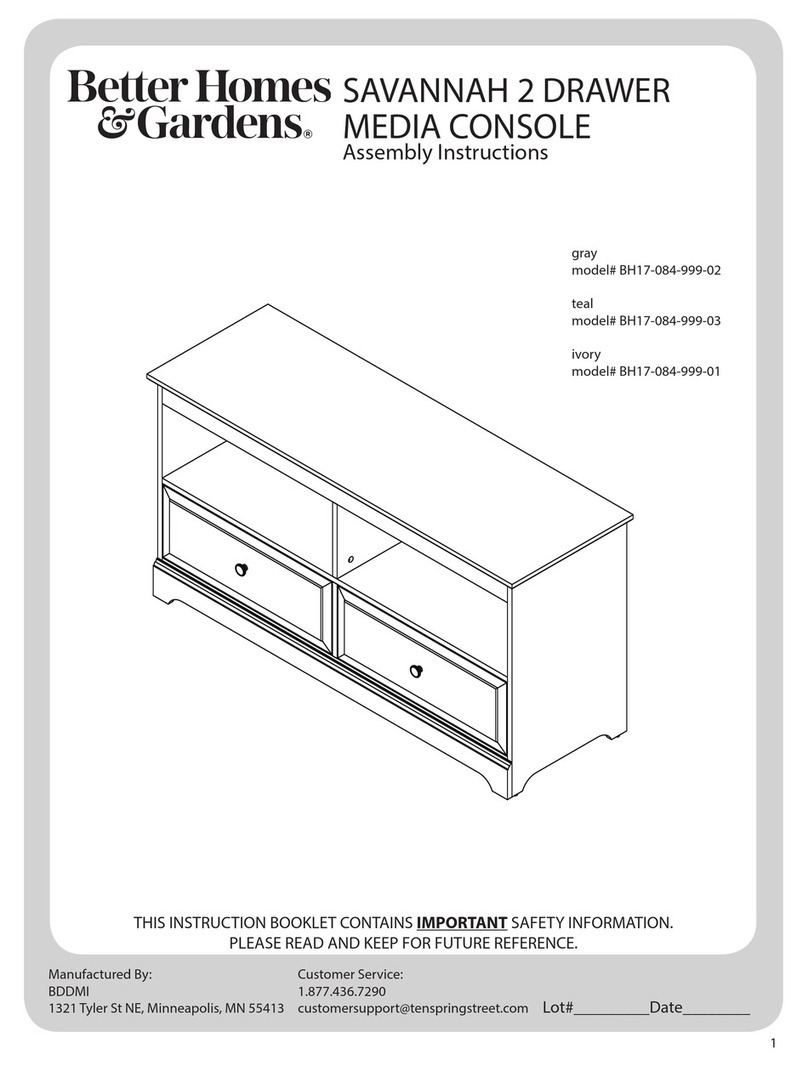 Better Homes and Gardens SAVANNAH 2 DRAWER MEDIA CONSOLE... User manual Better Homes and Gardens SAVANNAH 2 DRAWER MEDIA CONSOLE... User manual