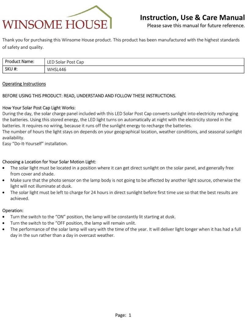 Winsome house WHSL446 Instruction, Use & Care Manual