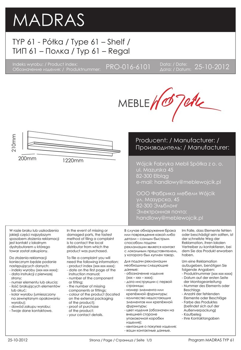 Meble Wojcik MADRAS PRO-016-6101 User manual