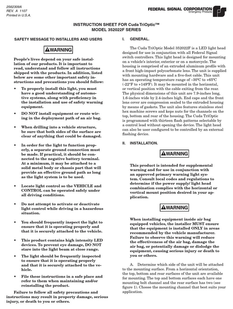 Federal Signal Corporation Cuda TriOptic 352022F Series instruction sheet