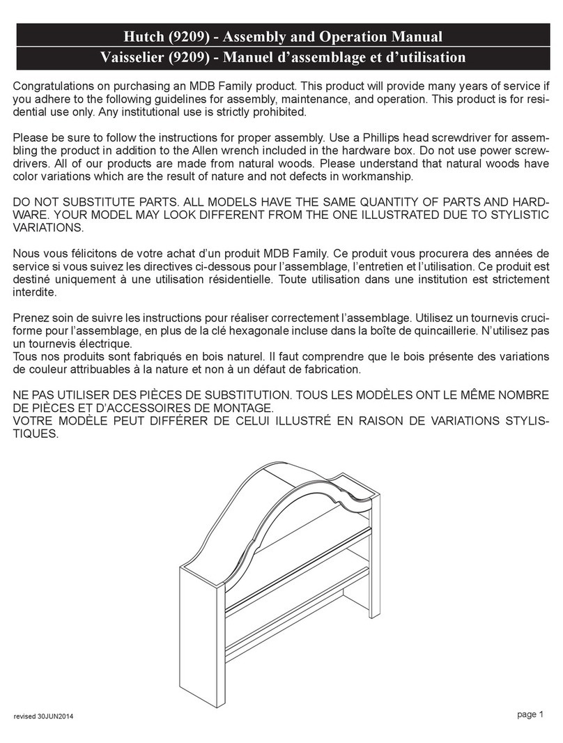MDB Family Hutch 9209 Assembly and operation manual