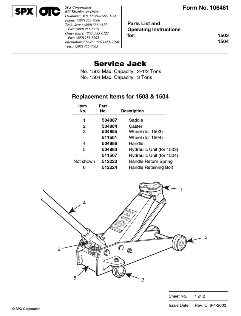 SPX 1503 Parts list and operating instructions