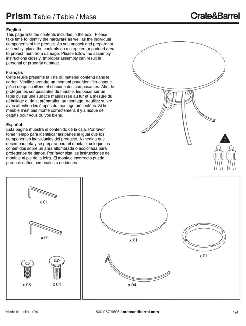 Crate and Barrel Prism Owner's manual and quick assembly instructions
