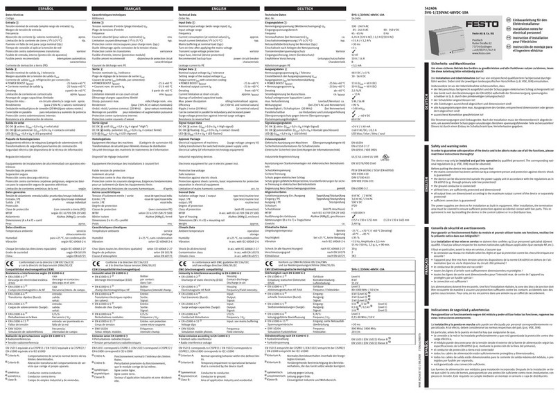 Festo SVG-1/230VAC-48VDC-10A Quick start guide