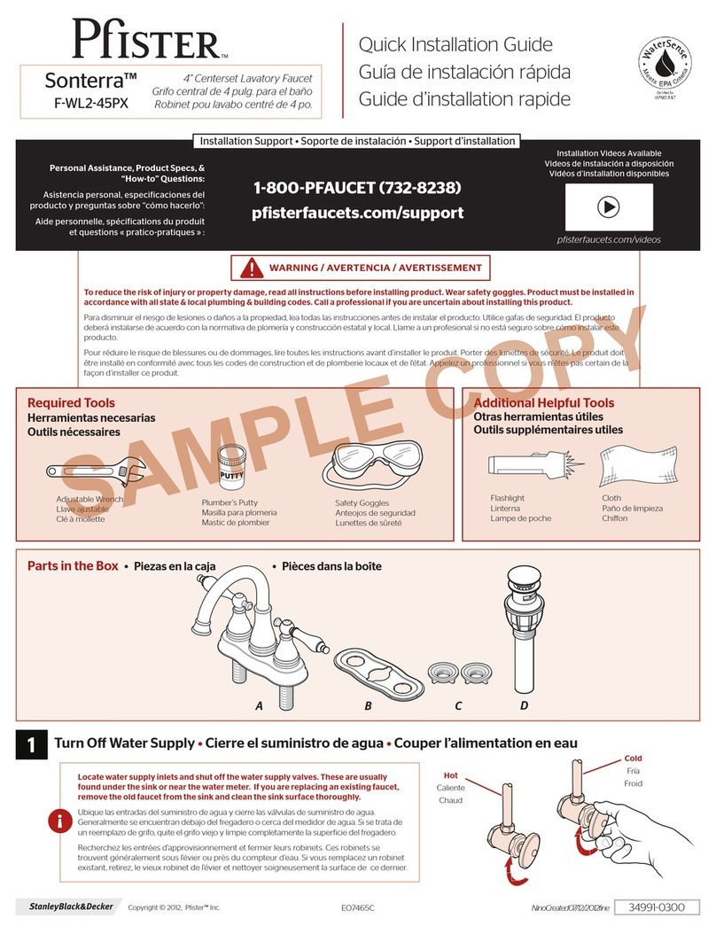 Pfister Sonterra F-WL2-45PX Quick installation guide