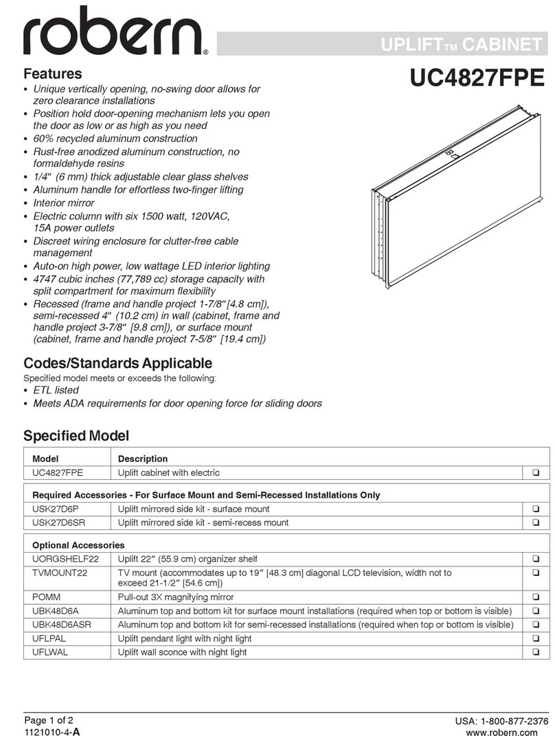 Robern UPLIFT CABINET UC4827FPE Quick start guide