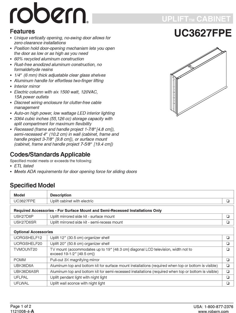 Robern UPLIFT CABINET UC3627FPE Installation notes