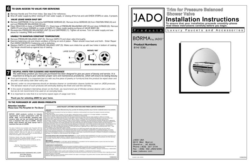 JADO Borma 814 536 Series installation instructions JADO Borma 814 536 Series installation instructions