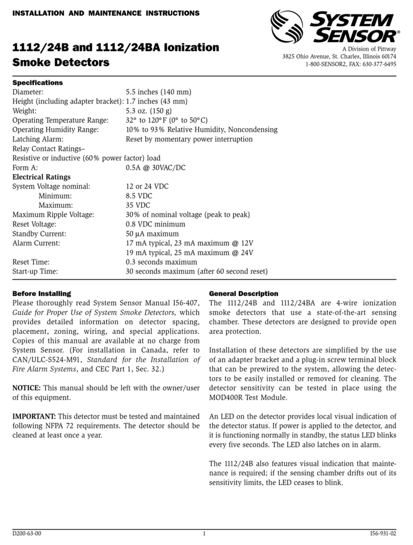 System Sensor 1112/24B User manual System Sensor 1112/24B User manual