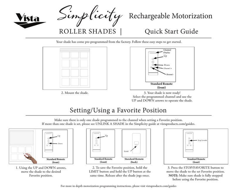 Vista Simplicity Roller Shades quick start guide Vista Simplicity Roller Shades quick start guide