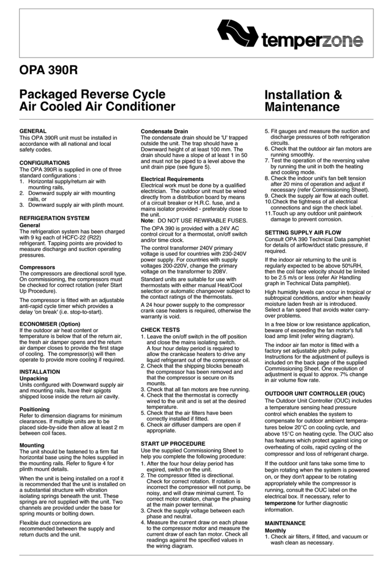 TemperZone OPA 390R Installation & maintenance