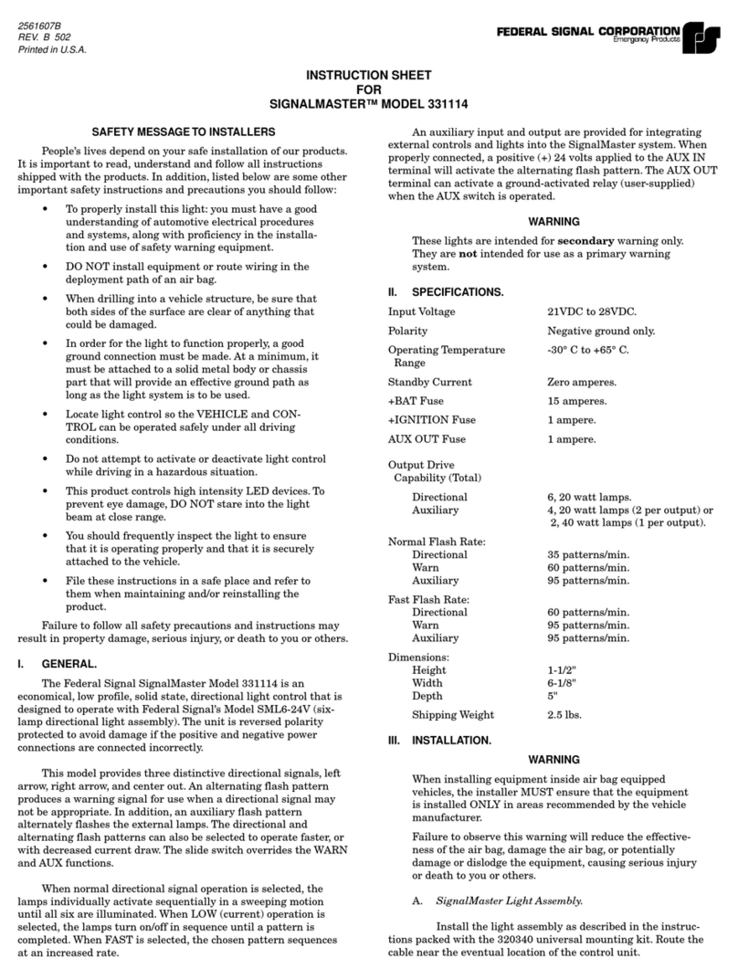 Federal Signal Corporation Signalmaster 331114 User manual