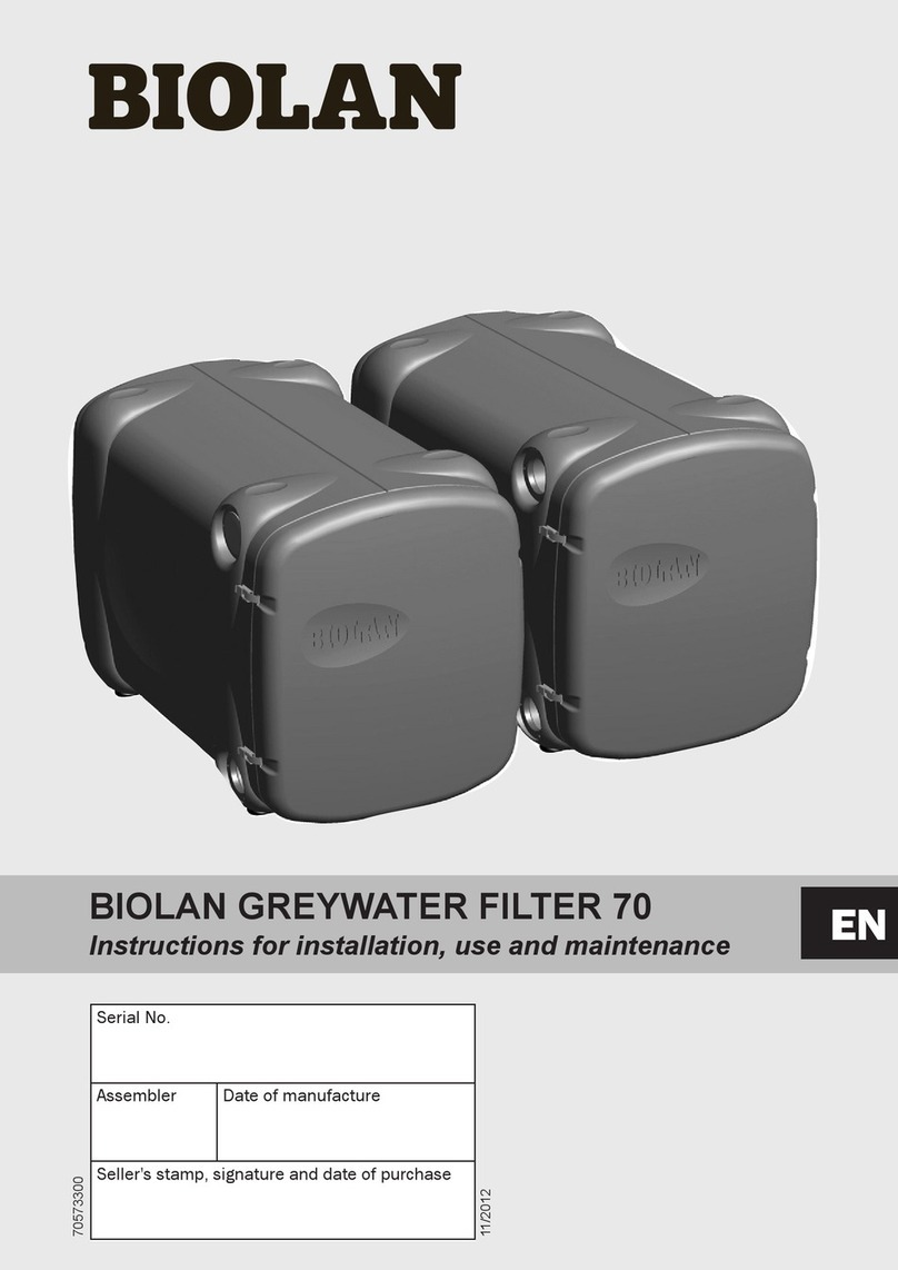BIOLAN GREYWATER FILTER 70 Instructions for installation, use and maintenance