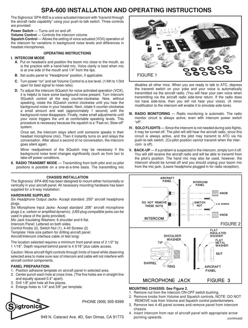 Sigtronics SPA-600 Installation and operating instructions
