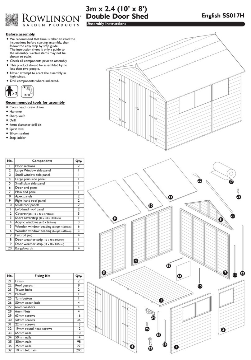 Rowlinson Garden Products 10’ x 8’ Double Door Shed User manual Rowlinson Garden Products 10’ x 8’ Double Door Shed User manual