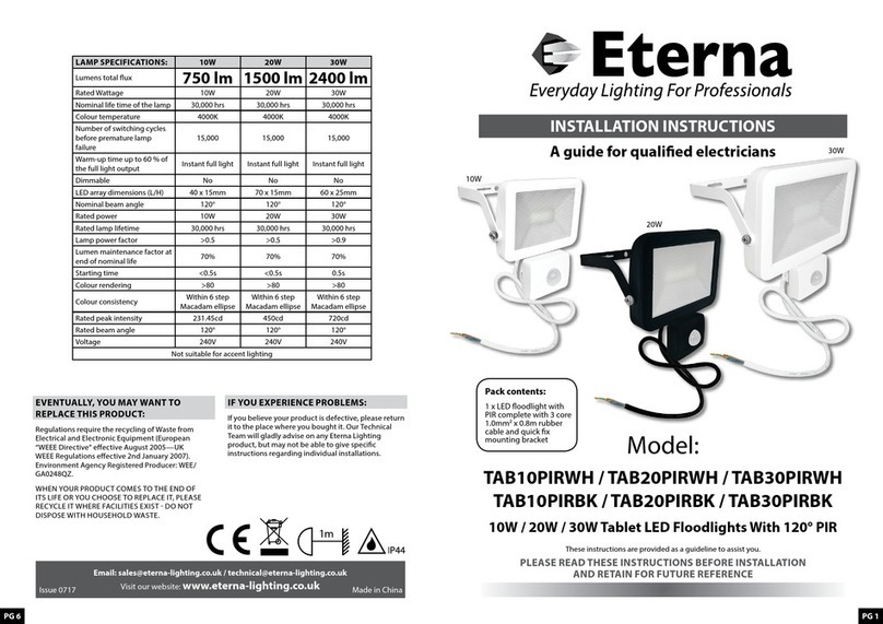 Eterna TAB10PIRWH installation instructions