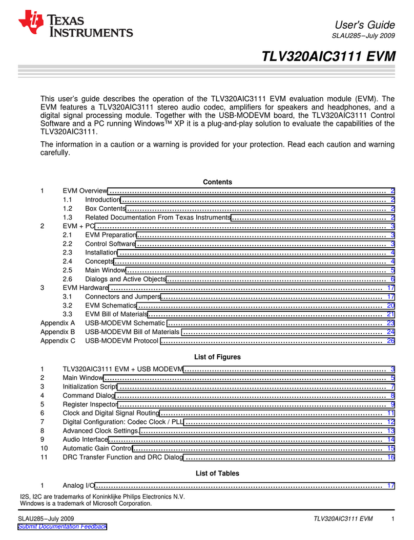 Texas Instruments TLV320AIC3111 EVM User manual