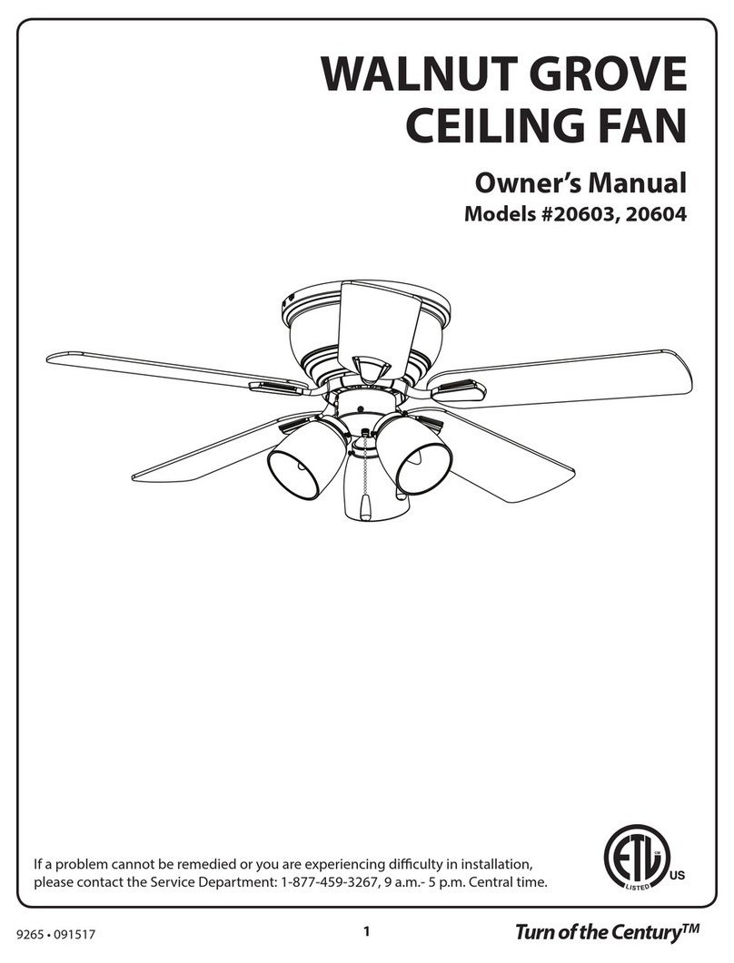 Turn of the century Walnut Grove Ceiling Fan owner's manual