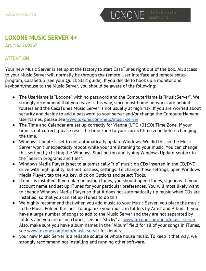 LOXONE MUSIC SERVER 4+ User manual