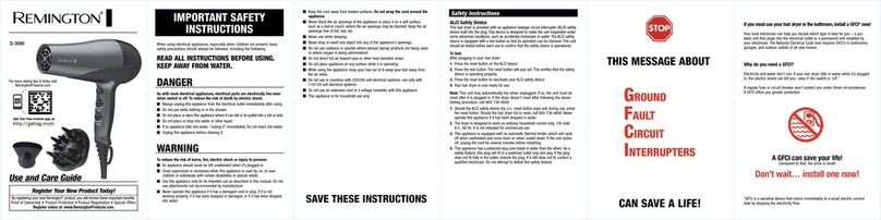 Remington D-3090 Use and care guide