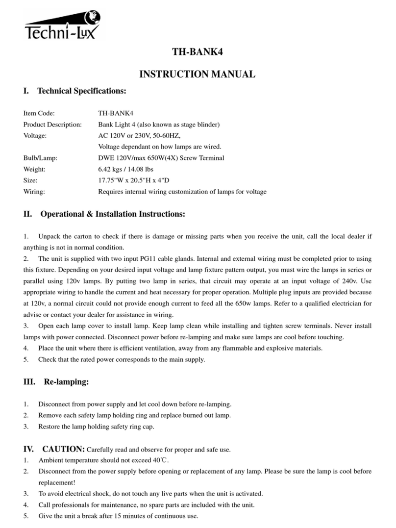 Techni-Lux Bank Light 4 User manual